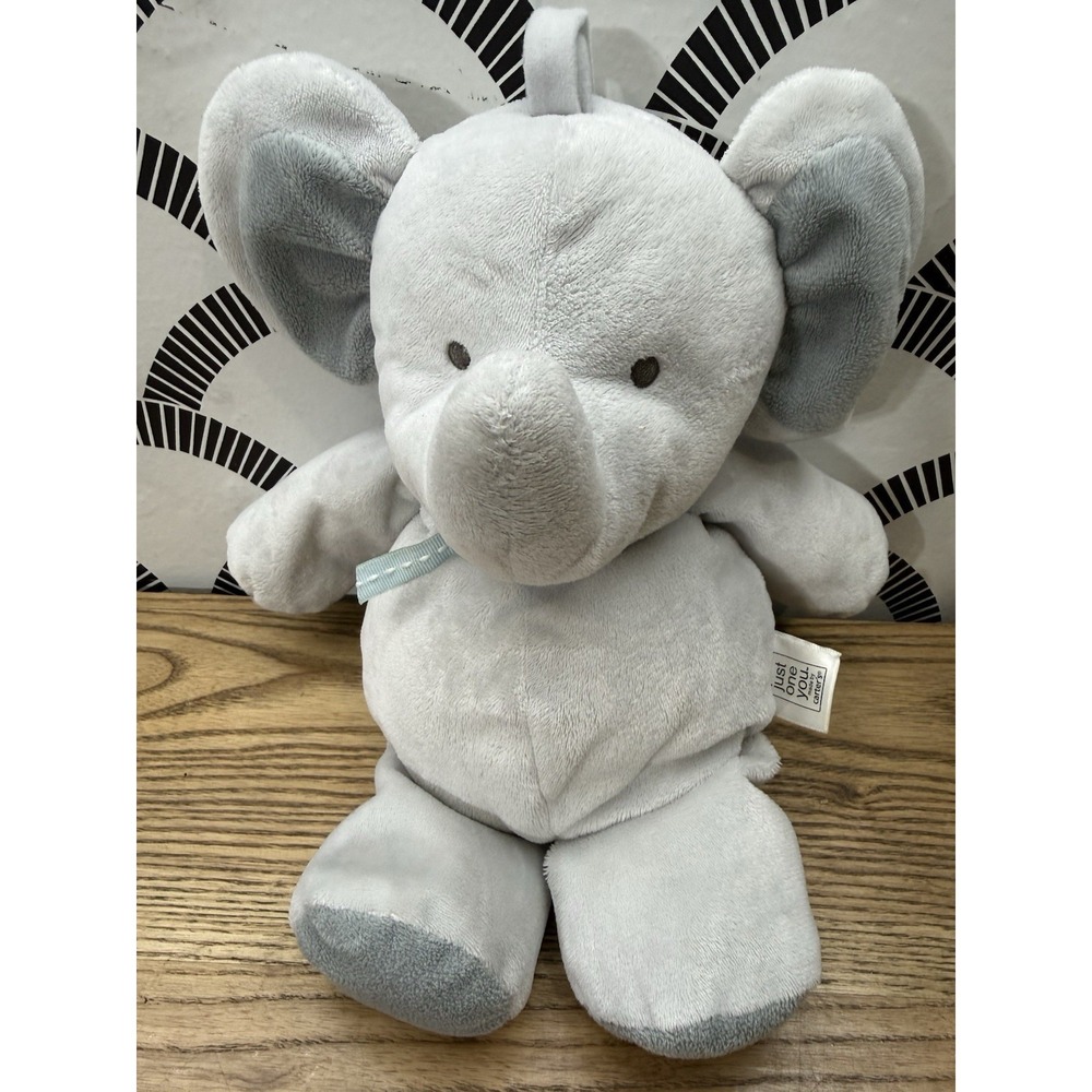Carter's Just One You Gray Elephant Plush Musical Pull Crib Toy Brahms Lullaby